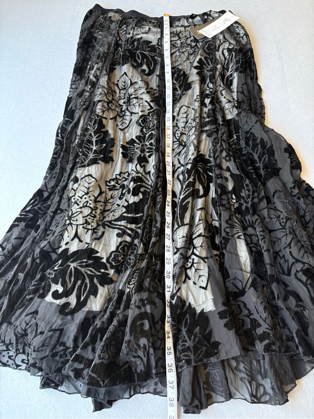 Karen Kane Black Velvet Floral Burnout Maxi Skirt sz XL NWT Elegant Boho Evening - Picture 6 of 7